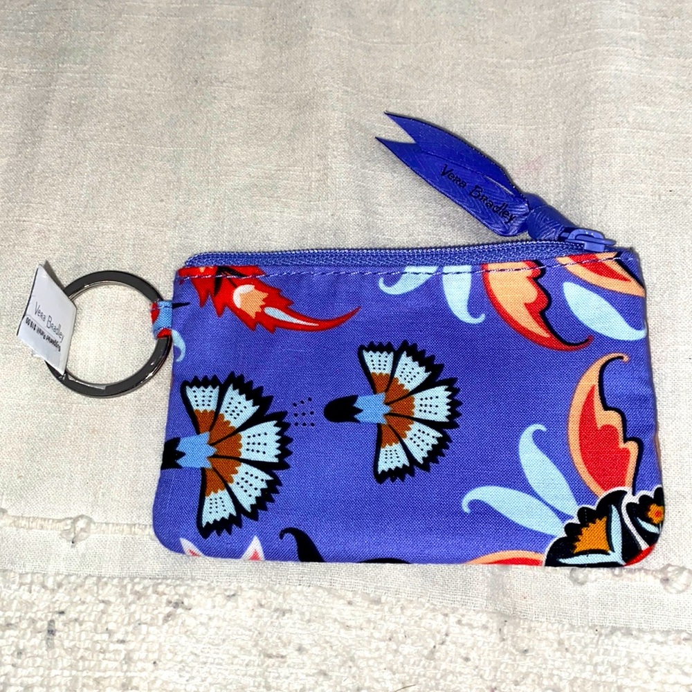 NWT Vera Bradley coin zip-purse w/ key ring / ID window Mural Garden pattern, OS